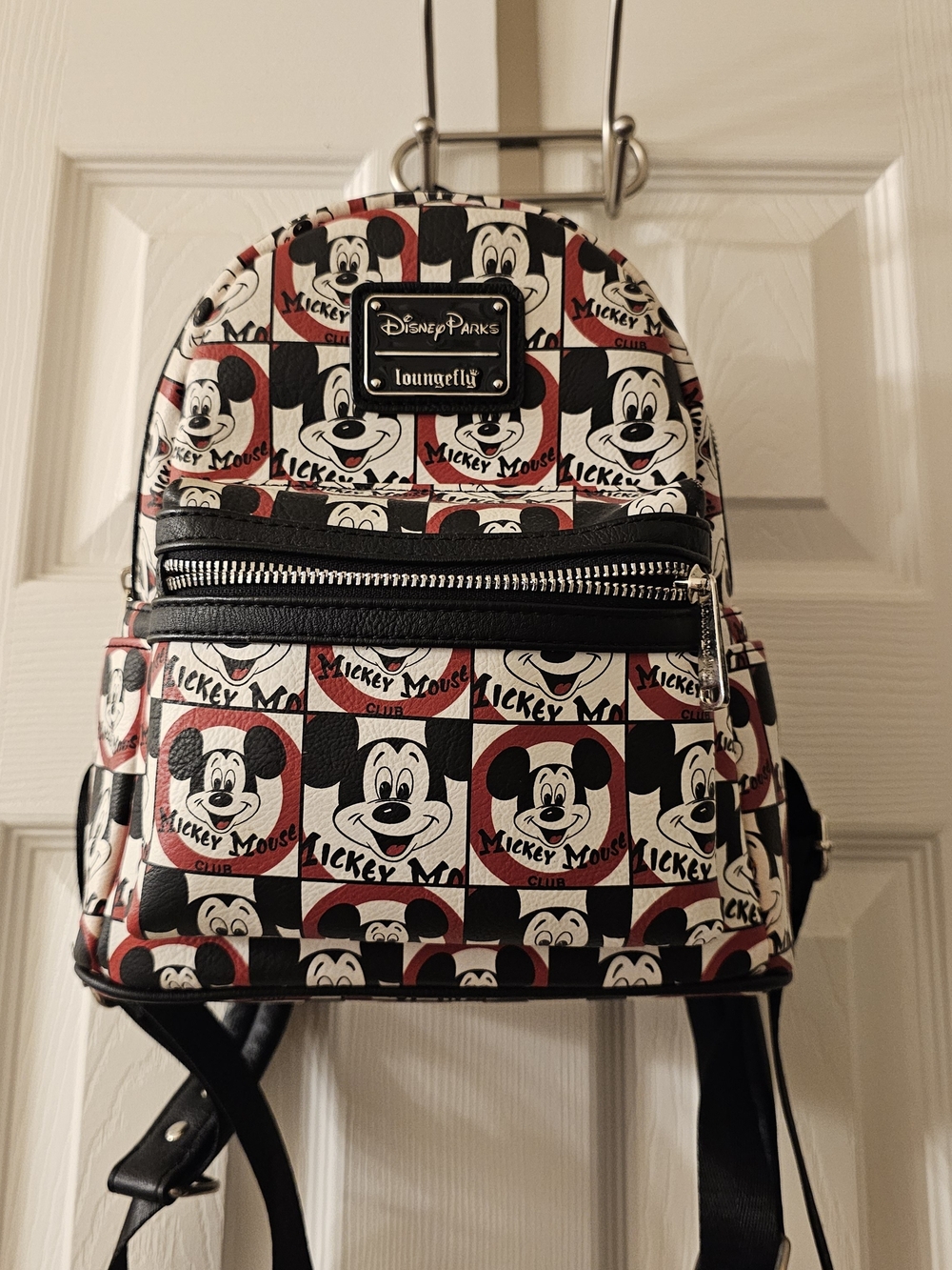 Loungefly Red, Black & White Mickey Mouse Checker Mini Backpack